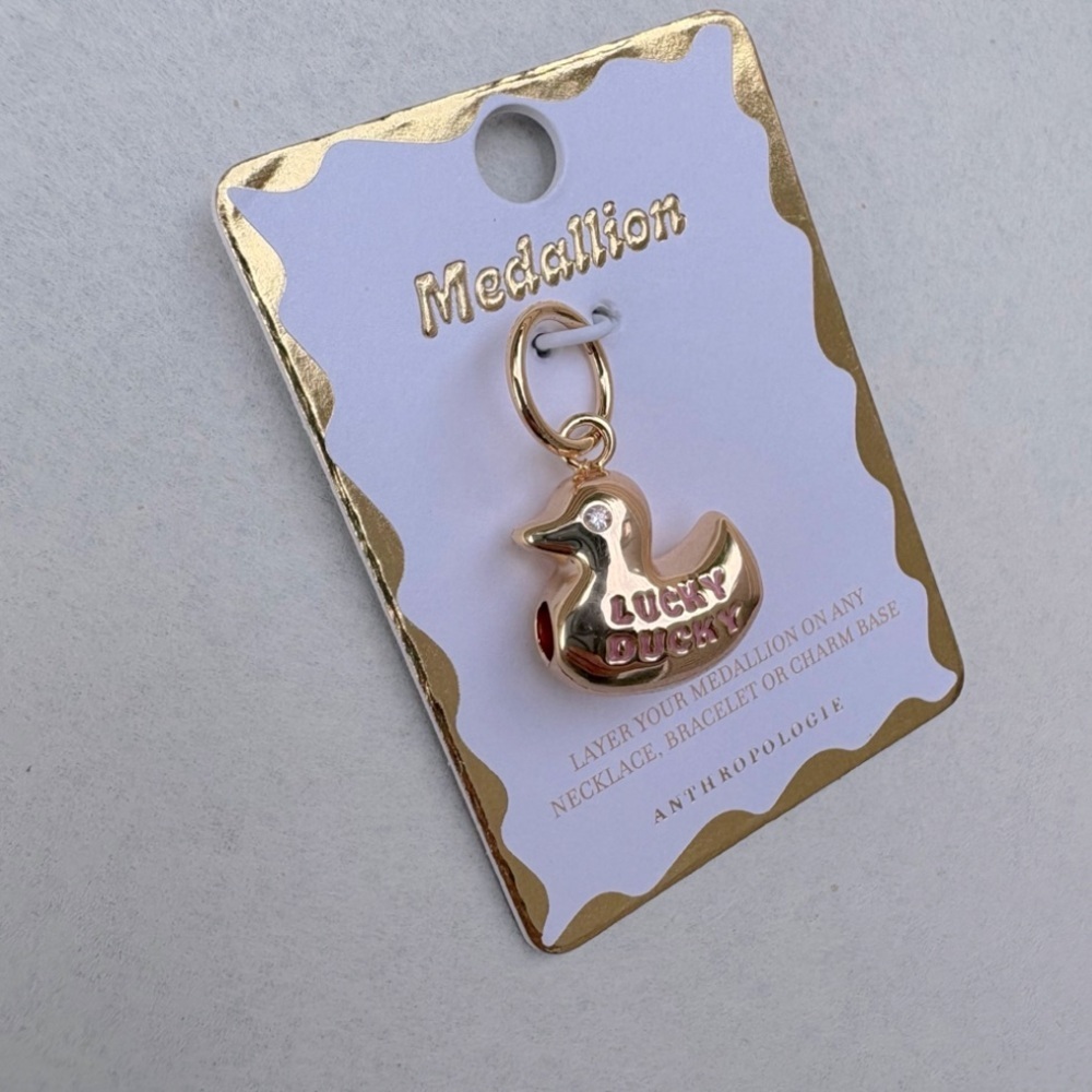 Anthropologie Gold Plated Lucky Duck Charm Pendant - Picture 4 of 8